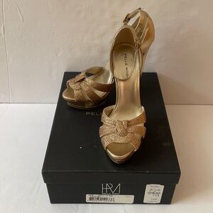Pelle Moda metallic platinum gold heels